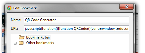 Add New Bookmark for QR Code Javascript