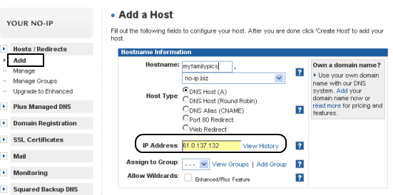 Host web server computer