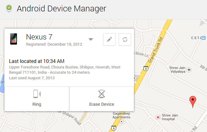 Android Device Manager Location