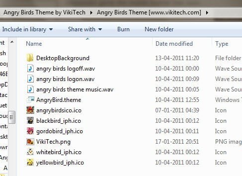 Angry Birds Theme Pack Details