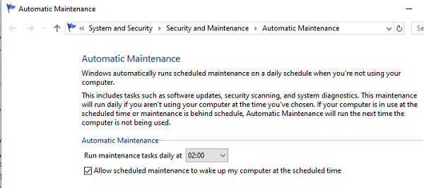 Automatic Maintenance in Windows 10