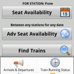 Available options with Indian Rail Info Free Android App