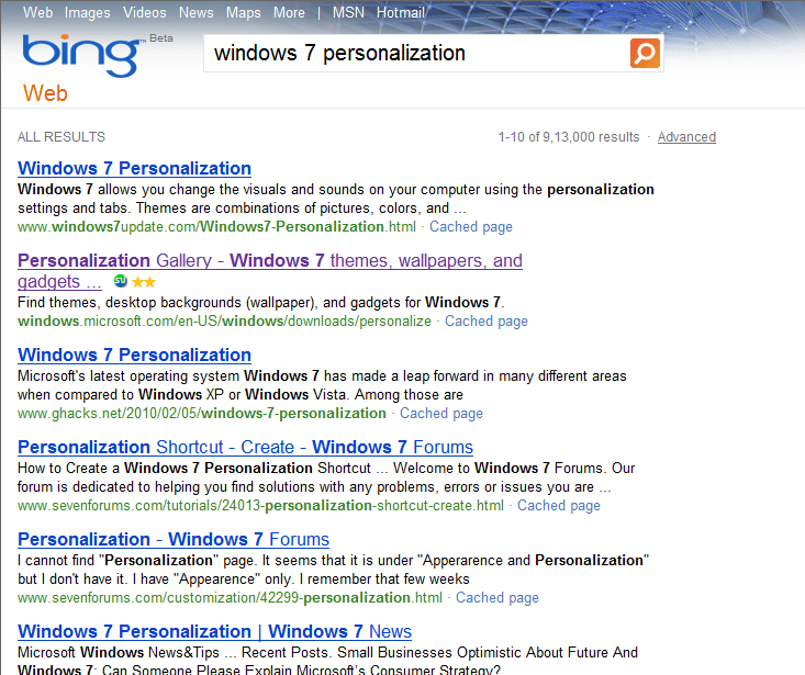 Bing India Search