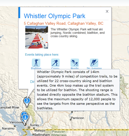 Bing Map Winter Games Details