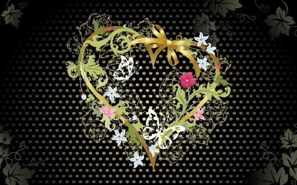 Black and Floral Valentine Day Wallpaper