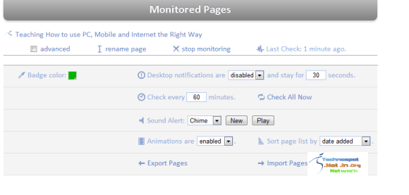 Chrome Monitored Pages