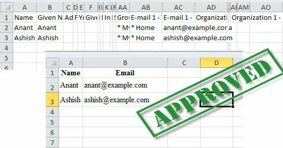Cleanest way to Export Google Contacts to Excel
