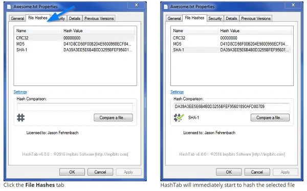  Compare el valor hash usando hashtab