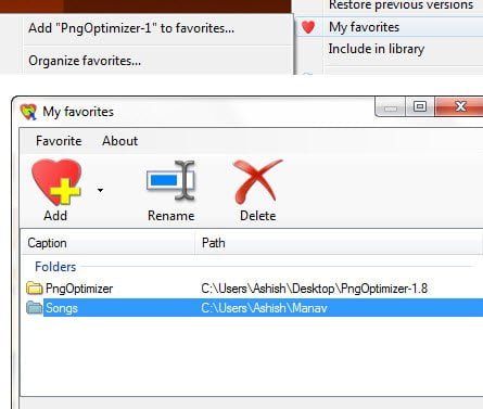 ConFavor Add Folders and Files to Favorites