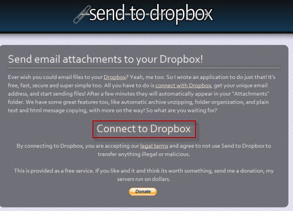 Connect Sendtodropbox with Dropbox Account