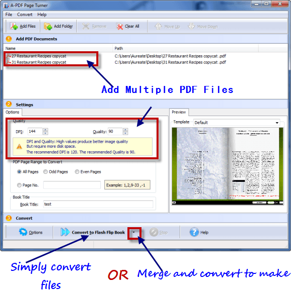 Convert PDF Flip book Page turning