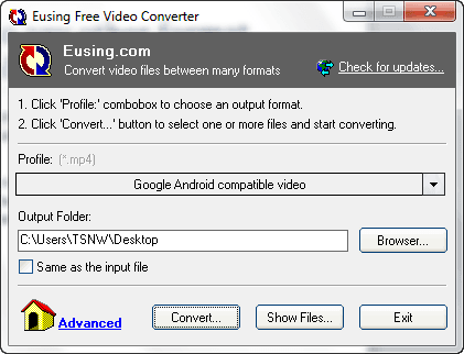 Convert Video files to almost any format with Eusing Free Video Converter tool