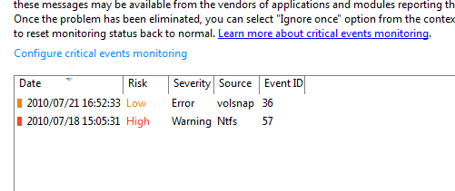 Critical Warnings for Hard disk
