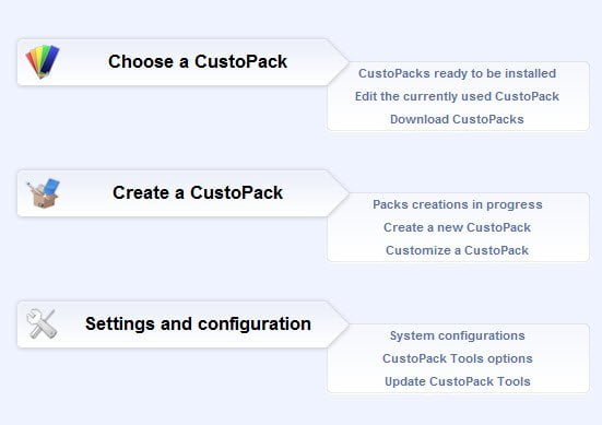 CustoPack Tools Options