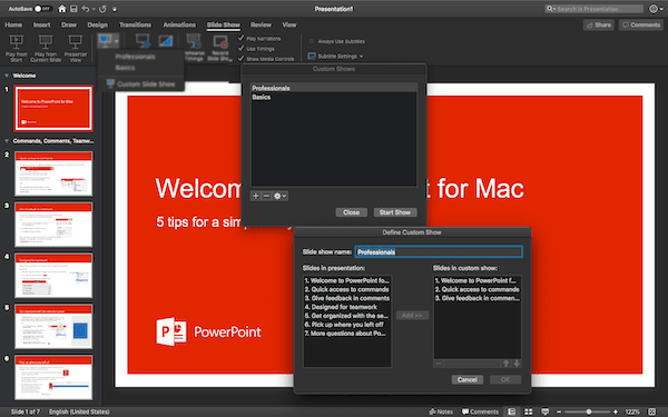 Custom Slide Show in Mac PowerPoint Office