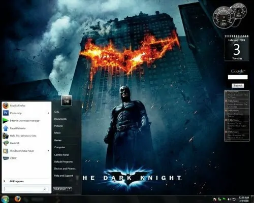 Dark Knight Gadget Windows 7 Theme