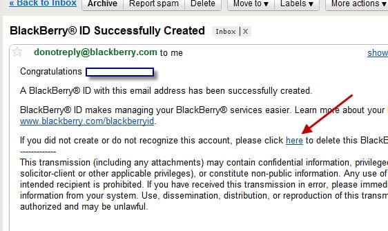 Delete BlackBerry Id