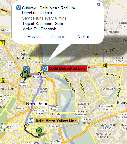 Delhi Metro on Google Maps