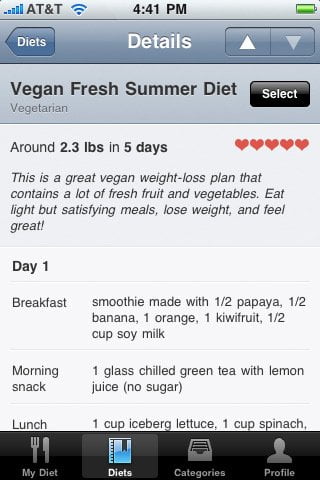 Diet2Go Free iPad iPhone and iPod Touch app to lose weight Diets