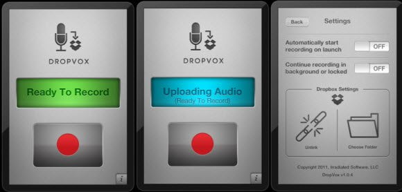 DropVox recoding and upload to dropbox