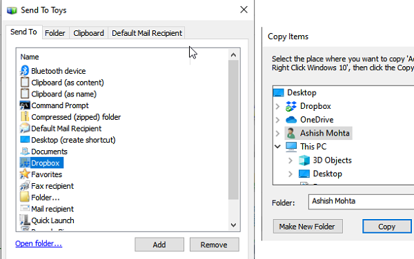 Copy Folders to Dropbox