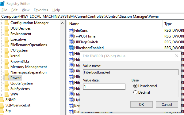 Enable Disable HybirdBoot State in Windows 10