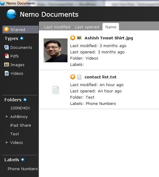 Favorites and Labels in Nemo Document