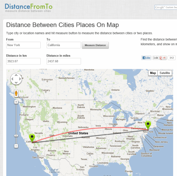 Find Distance Between Two Cities : distancefromto