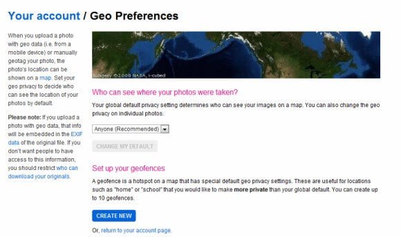 Flickr Geo Preferences