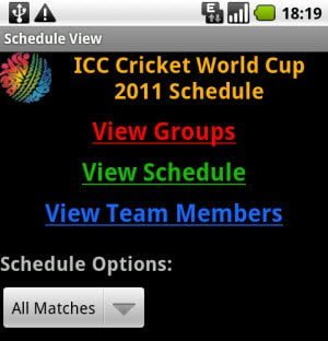 Free Android App to gte Match Schedules for ICC Cricket world Cup 2011