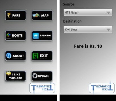 Free Android app Delhi Metro Navigator fare calculate fare between two metro stations in Delhi