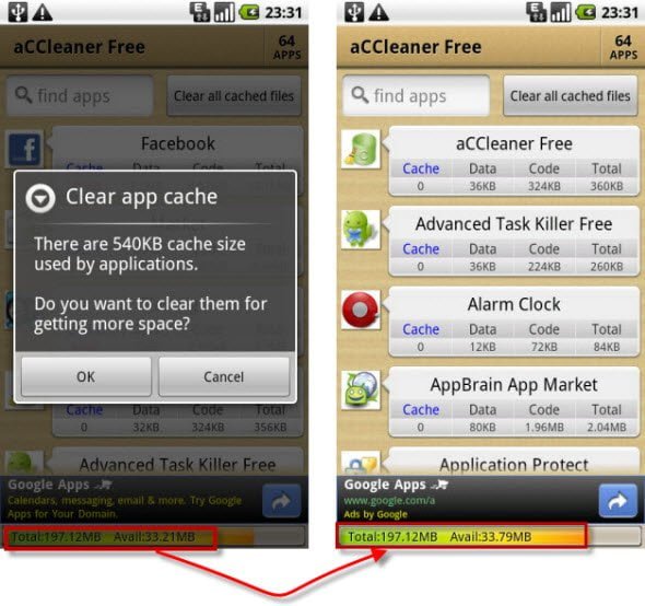 Free Android app to clear all cache files in one tap