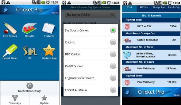 Free Android app to get Cricket updates of ongoing and upcoming tournaments