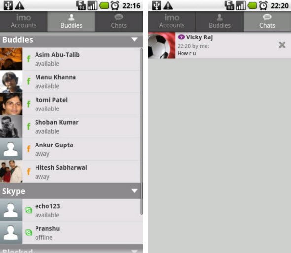 Free Multi-Client Instant Messenger app for Android – imo beta