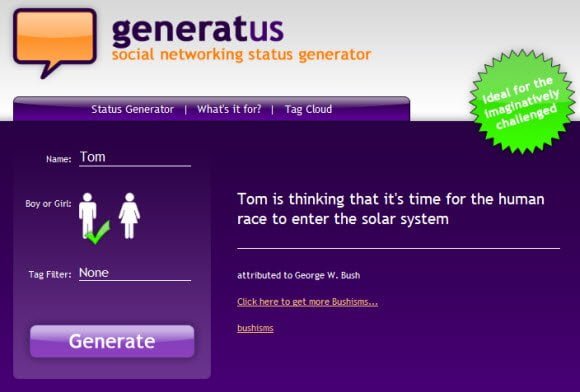 Generate amazing Status Message to use on Chat and Social Networking Sites