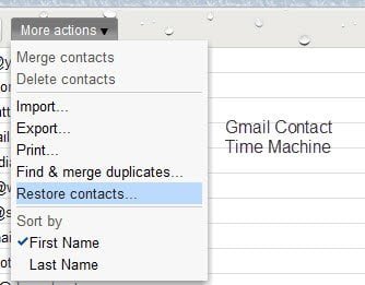Gmail Contact Time Machine