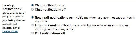 Gmail Mail Notification Settings Chrome