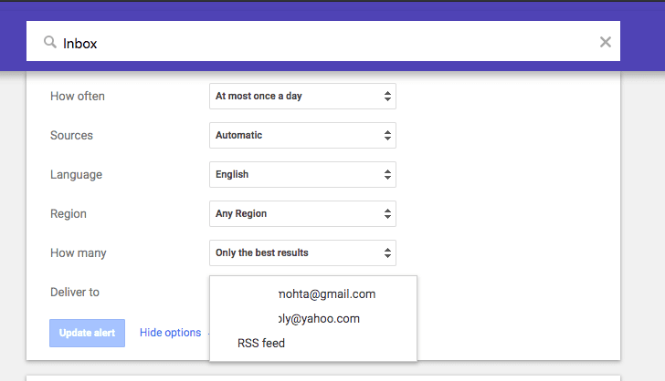 Google Alerts Non Gmail