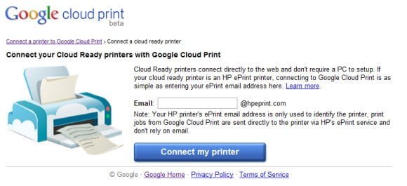 Google Cloud Print Add HP EPrinter