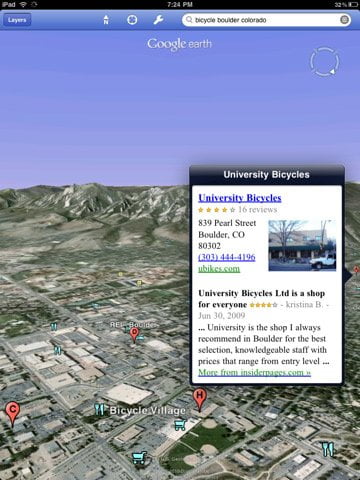 Google Earth Free app for iPad