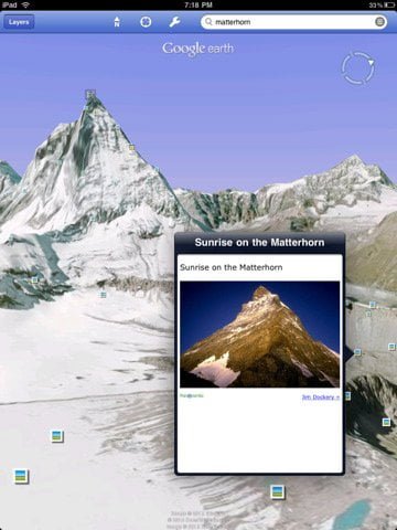 Google Earth view on iPad