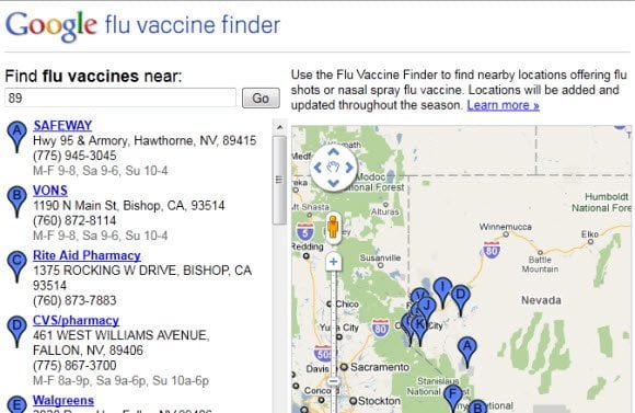 Google Flu Vaccine Finder