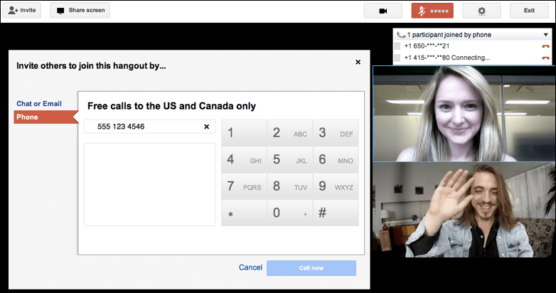 google hangouts call error