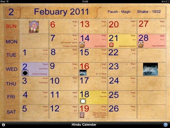 Hindu Calendar for iPad