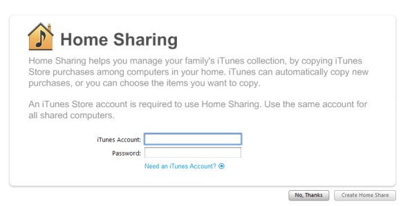 Home Sharing iTunes