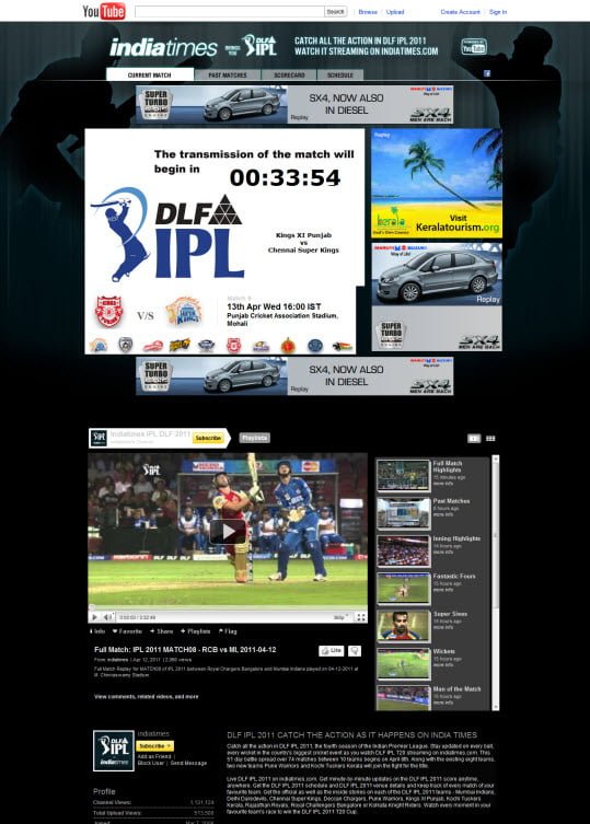 IPL on YouTube