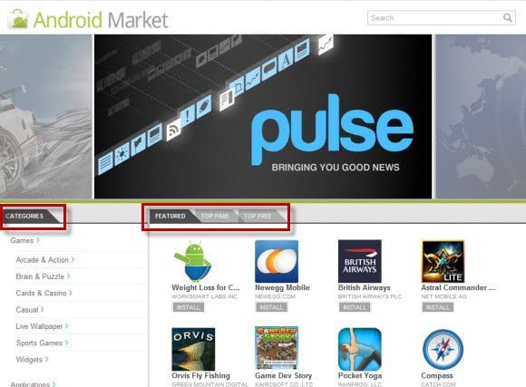 Install Android Apps directly from your browser Android Market Webstore