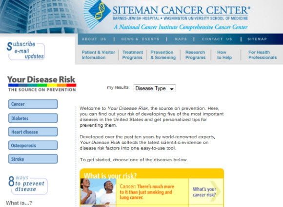 Know your Disease Risk for Diabetes, Cancer, Osteoporosis, stroke, heart disease for free
