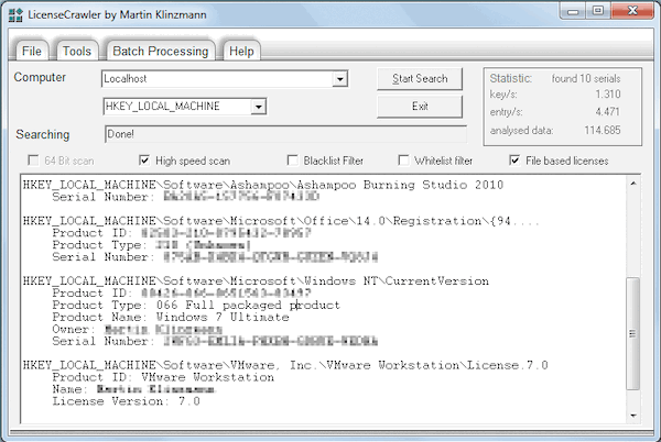 license serial ws