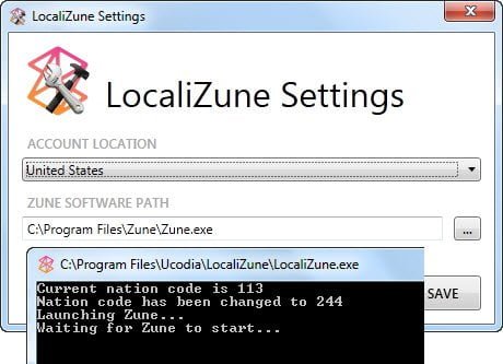 LocaliZune Settings for Country